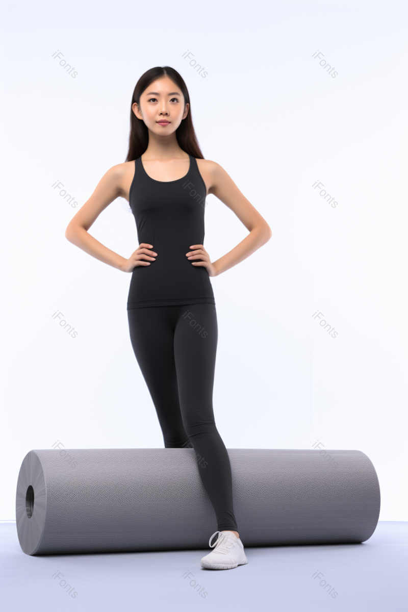 健身女性做瑜伽站立在瑜伽垫上图像摄影,高清,摄影图,摄影图片,图片大全,摄影图免费下载